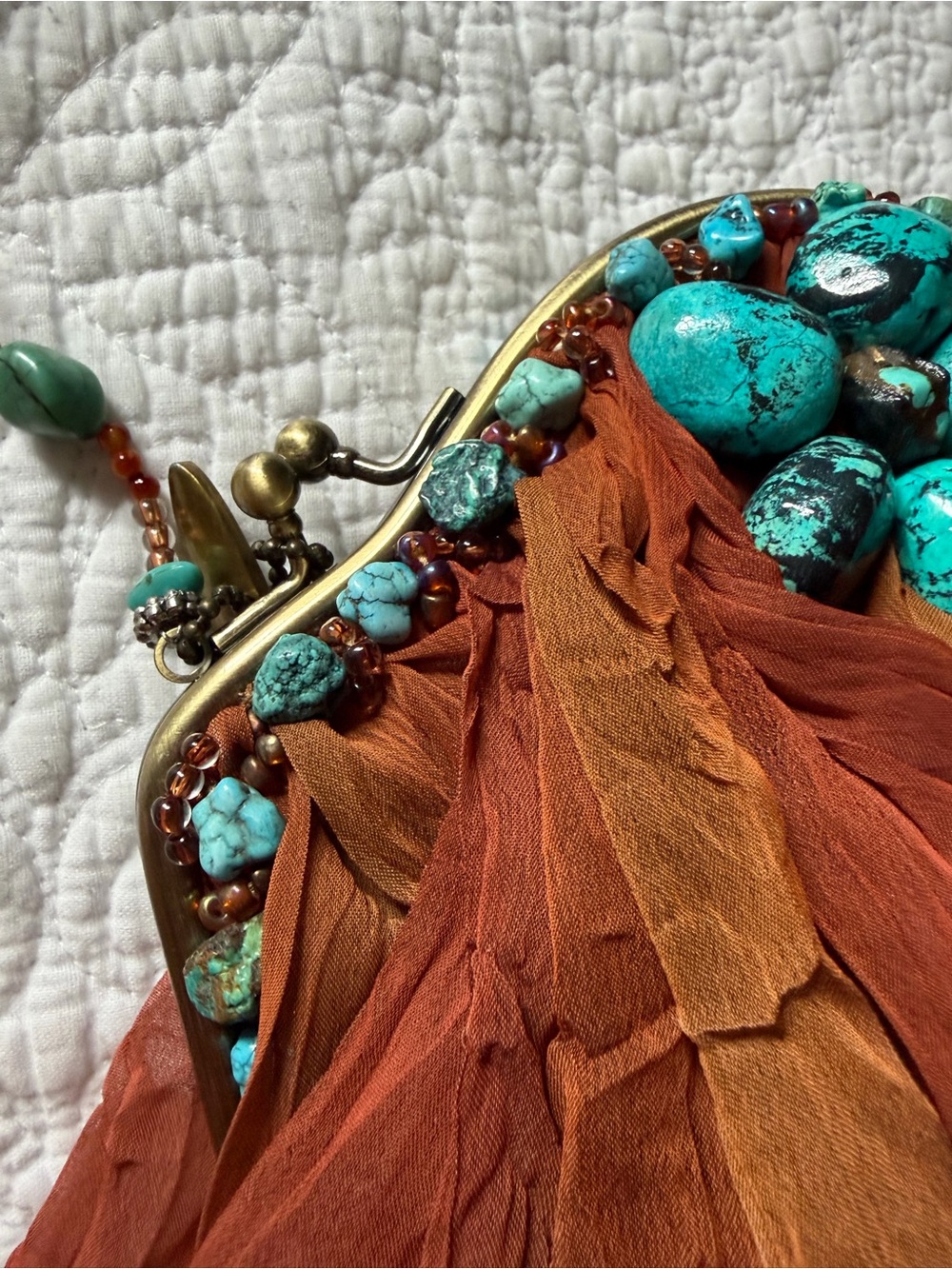Mary Frances Multicolor Ruffled Crossbody with Turquoise Bead Accents - Picture 5 of 11